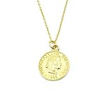 925 Sterling Silver Chain Necklace Jewelry Charm Gold Coin Pendent Simple Delicate Chic Fashion