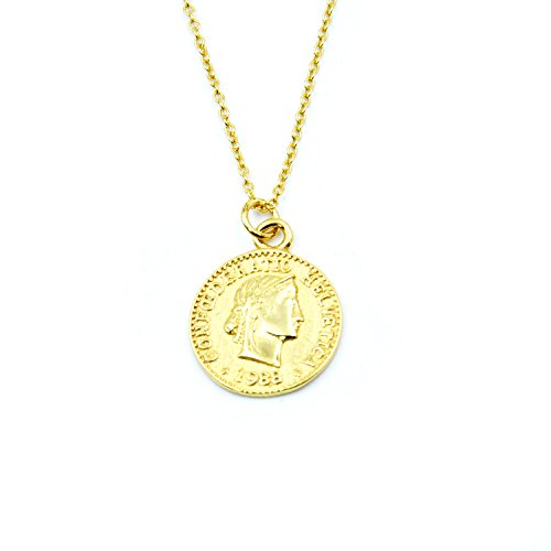 yomee 925 Sterling Silver Chain Necklace Jewelry Charm Gold Coin Pendent Simple Delicate Chic Fashion