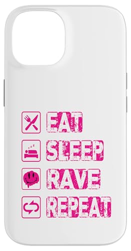 Comer Dormir Rave Repetir Techno Fiesta Techno Festival Techno Carcasa para iPhone 14