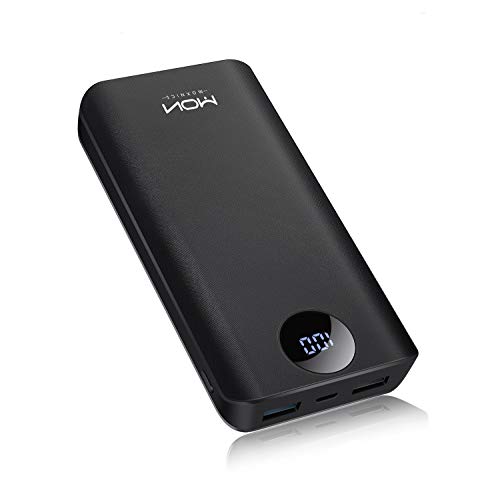 MOXNICE Bateria Externa Powerbank 22000mAh, Power Bank con 2 Salidas USB & Pantalla LCD para iPhone iPad Samsung Huawei Xiaomi (Negro)