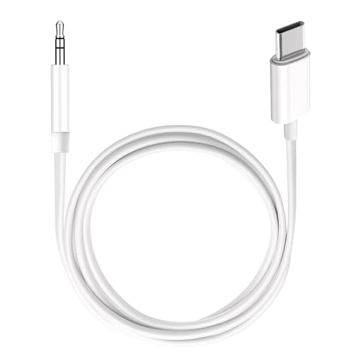 USB C to 3.5mm Audio Aux Jack Cable 3.3 ft aux Cord for iPhone Type C to 3.5mm Aux Headphone Stereo Cord Car Cable for iPhone 16/16 Pro Samsung Galaxy S25 and Other iOS and Android Devices(White)