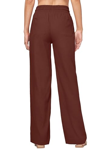 Image of Willit Women Linen Pants Wide Leg Casual Palazzo Pants Cotton Linen Lounge Beach Summer Pants with Pockets 29 inch /31 inch / 33 inch