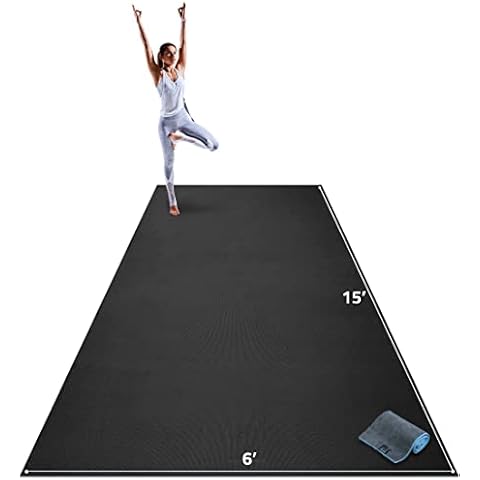 Gorilla Mats Premium Extra Large Yoga Mat – 15' x 6' x 8mm Extra Thick & Ultra Comfortable, Non-Slip Barefoot Exercise Mat – Works Great on Any Floor for Stretching, Cardio or Home Workouts Cover