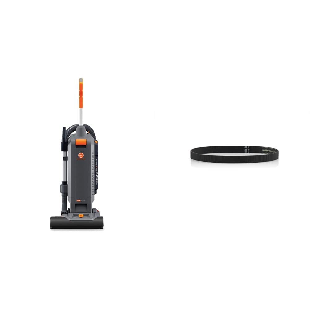 Hoover Commercial HushTone Upright Vacuum Cleaner, 15 inches with Intellibelt, for Carpet and Hard Floors, CH54115, Gray & 440007804 Flat Non-Stretch Intellibelt for HushTone