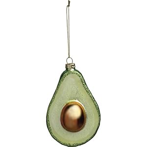 Primitives by Kathy Funny Christmas Food Glass Blown Ornaments for Christmas Tree Gift Giving White Elephant and More Avocado