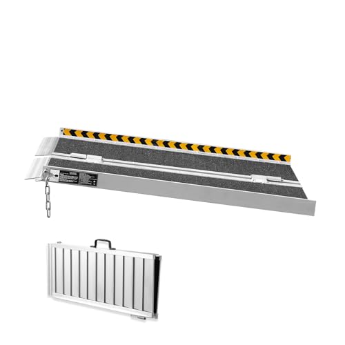 Happybuy Portable Wheelchair Ramp, 3 ft, 800 lbs Capacity, Non-Slip Aluminum Folding Threshold Ramp, Foldable Mobility Scooter Ramp for Home Steps, Stairs, Doorways, and Curbs