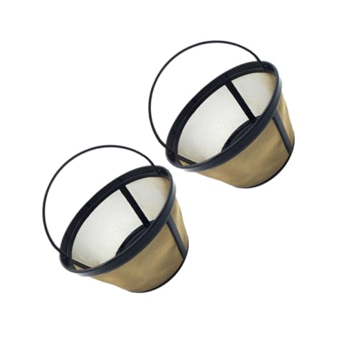 DECHOUS 2pcs Reusable Shape Coffee Filter Mesh Basket Golden for Coffeemakers Easy to Clean High Permeability Precision Filtration for Tasting Coffee