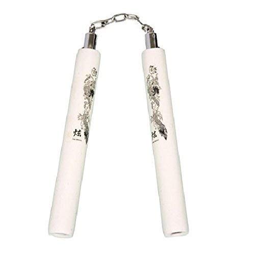 Playwell Espuma Goma Seguridad Entrenamiento Nunchakus - Blanco Dragón Cadena