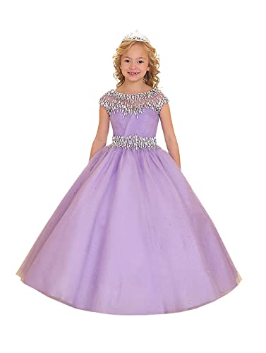 ZHengquan Pink Sparkly Dress Girls Sequins Beaded Toddler First Communion Pageant Dress