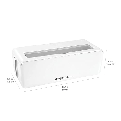Miniatura 6 de Amazon Basics Caja organizadora de cables para ocultar y organizar cables, tamaño grande, Blanco