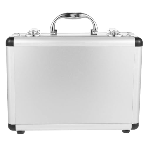 12.5in Silver Aluminum Briefcase with Lock, Aluminum Briefcase for Men or Women, Metal Hard Case with Foam for Travelers Luggage Craftsman Travel Cash (12.5x9x4.3 Inch)