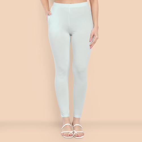 Image of ONE SKY Women Ankle Length Leggings | Premium Cotton Modal Spandex Blend | High Waist Stretchable & Bio-Washed Fabric | Colour-Lock | Ethnic Leggings for Women