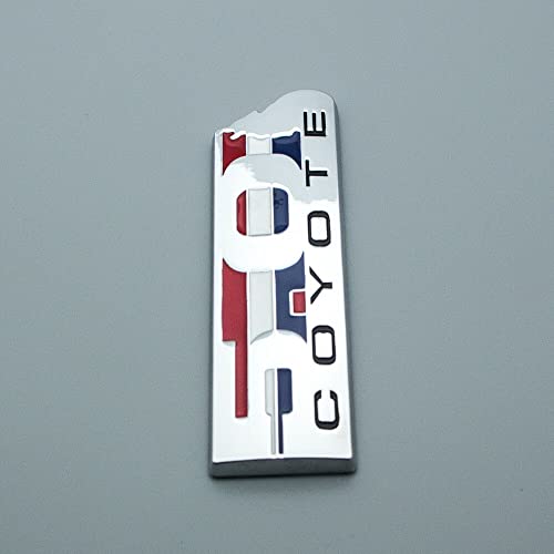 Image of 2 Pc 5.0 Coyote Emblem 3D Badge V8 5.0L Howling Sticker Nameplate Logo Fit for 150 (Silver)