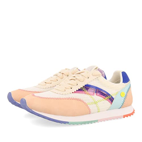 Sneakers grises fille Madirac chaussure basse enfant avec surpiqûre couleur