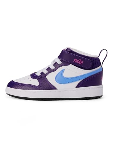 Nike Baby/Toddler Court Borough Mid 2 Shoes, White/Royal Pulse-Eggplant, 3C