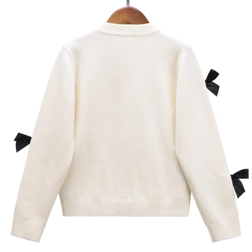 Image of Danny D Young Girl′s Bowknot Sequin Knitted Sweater Crew Neck Long Sleeved Tops for Autumn and Winter