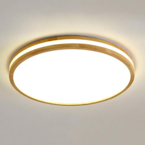 Plafonnier LED en bois d'intérieur à intensité variable trois couleurs tendance