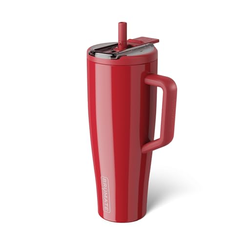 Image of BruMate Era Flip 40oz Tumbler with 100% Leakproof Covered Straw Lid | Hygienic Covered Straw | Insulated Stainless Steel Water Bottle with Handle | Cup Holder Friendly | BPA-Free (Maraschino)