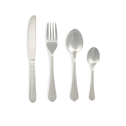 Salter BW12426EU7 Richmond 24-Piece Cutlery Set - 18/10 Stainless Steel Flatware Set, Service for 6, Silverware Set Includes Six Knives, Forks, Tablespoons and Teaspoons, 50 Year Guarantee, Silver