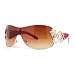 Womens Coy Metal Jewel Designer Fashion Shield Warp Sunglasses (Red, 2.75)