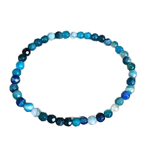 Bracelet agate bleue 4mm le cadeau idéal de bien-être mixte