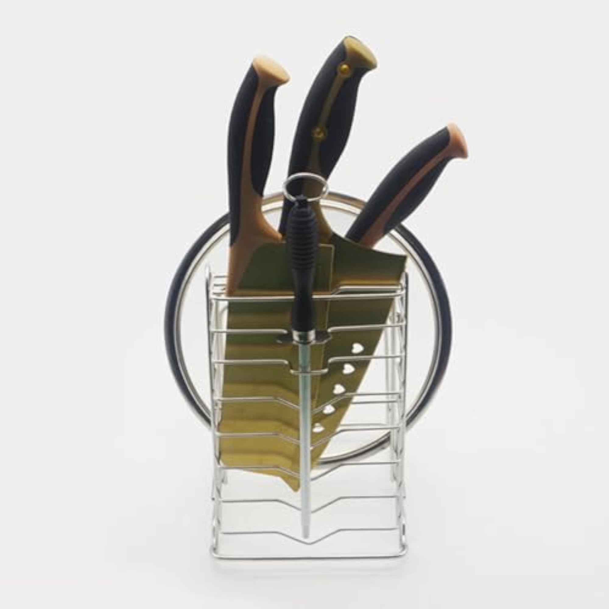 Stainless Steel 3-in-1 Cutting Board Rack for Kitchen Cabinets