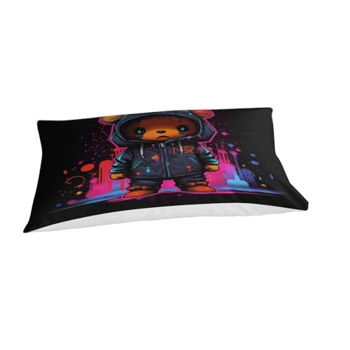 Housse de couette microfibre ours 3D infroissable et douce avec fermeture éclair