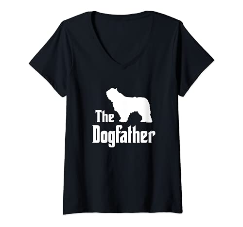Womens The Dogfather - funny dog gift, funny Komondor V-Neck T-Shirt, Black