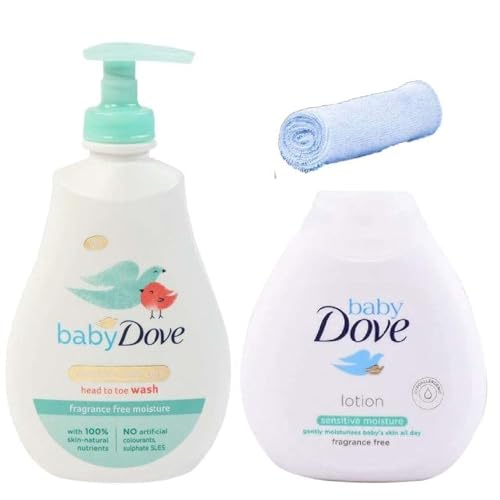 Image of Dove Baby Bath Set Rich Moisture Head To Toe Wash Lotion + Baby Wash Cloth