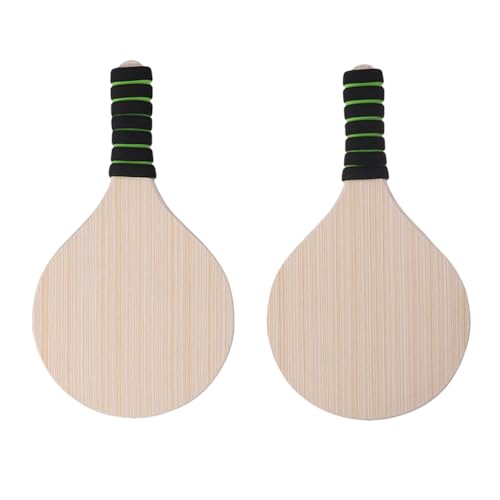 LIOOBO Wood Tennis Racket: 2Pcs Wood Beach Racket Racquets, Beach Ball Paddle, Beach Ball Racket