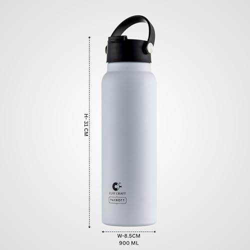 Image of CLAY CRAFT VACBOTT Phantom Double Walled |18 Hour Hot and 24 Hours Cold Water Bottle Vacuum Insulated|Flask Bottle 900ML, 1 Pcs|Easy to Carry|Hiking|Travel Bottle|BIS Certified|1 Year Limited Warranty