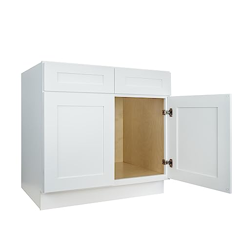 Hollywood Fabiani Design Sink Base Kitchen Cabinet 33 in. W x 24 in. D x 34.5 in. H in Shaker White Ready to Assemble