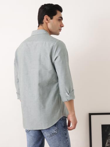 Image of Thomas Scott Men Premium Slim Fit Solid Cotton Twill Full Sleeve Shirt