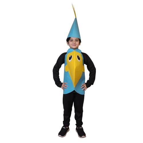 Image of Kaku Fancy Dresses Fish Costume Cutout with Cap for Kids, Water Animal Dress Up, Multicolour