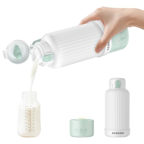 Image of AERKINE Portable Milk Warmer for Travel - The Portable Bottle Warmer On The Go with 16.9 Ounces Large Capacity and 10000mAh Long Battery Life, Meet All Your Baby Travel Essentials Needs(Green)