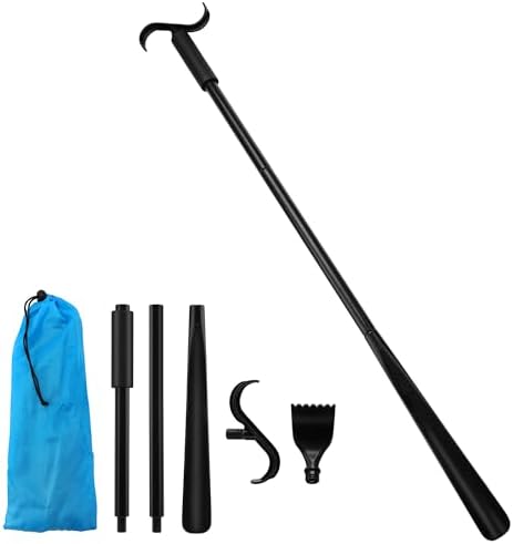 35″ Long Shoe Horn for Seniors, Dressing Stick, 2 in 1 Long Handle Shoe Horn, Extended Dressing Aid for Socks, Shirts, Pants, Back Scratcher, Shoes Helper Stick for Senior, Elderly, Disabled