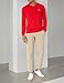 Lacoste Men's Monochrome Cotton V-Neck Sweater, Red, X-Large