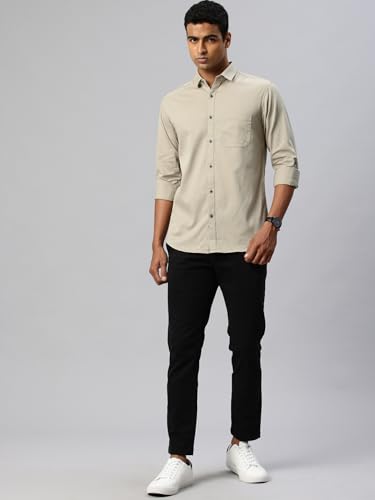 Image of Majestic Man Comfort Slim Fit Solid Pure Cotton Self Design Casual Shirt