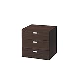 [ベルメゾン] キューブボックス 木製 奥行40cm カラーボックス オープンシェルフ・ラック ダークブラウン 引出し３杯