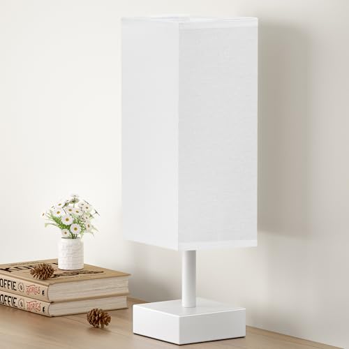 aooshine White Small Table Lamp - Bedside Lamp for Bedroom,