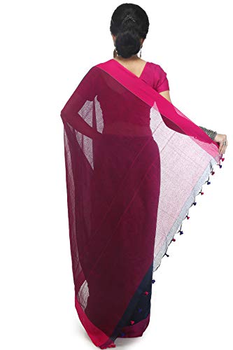 Image of BENGAL HANDLOOM Women's Pure Premium Cotton Daily Wear Pallu Saree With Blouse Piece
