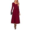 Arach&Cloz Women’s Wool Blend Tie Waist Pleated Fall Sweater Dress 2025