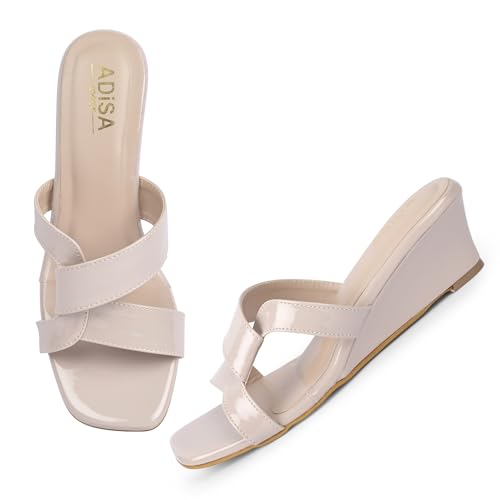 Image of Women Girls Comfortable Slip-On Glossy Sandals - Stylish All Day Comfort Ladies Footwear for Daily Wear