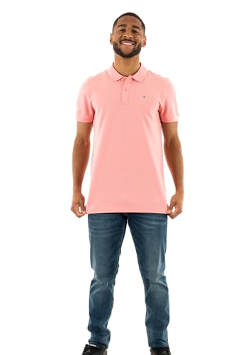 Tommy Jeans Polo Manches Courtes Homme Slim Fit, Rose (Tickled Pink), XL Tommy Jeans Polo Manches Courtes Homme Slim Fit, Rose (Tickled Pink), XL