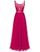BeryLove Women's Long Sequin Party Dress Sleeveless Boat Neck Prom Wedding Homecoming Dresses for Teens Cocktail Evening Gown S001 Rose Red XS
