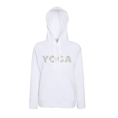 Sweat à capuche yoga méditation asanas bien être imprimé graphique coloré