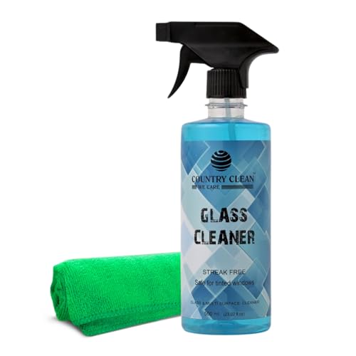 Image of Glass Cleaner Spray- 500 ml, Round Bottle Car Glass Cleaner Liquid and All Surface Solution for Car, Kitchen and Home Surfaces with microfiber cloth