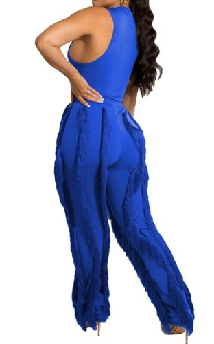 Image of EDITCOZY Women Sexy Two Piece Outfits Fringe Pants Set Tassel Club 2 Piece Sets Going Out Birthday Party Night