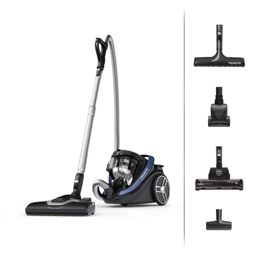 Aspirateur sans sac Rowenta Silence Force Cyclonic Effitech Mod�le Total Clean RO7961EA 500 W Noir et Bleu Gris