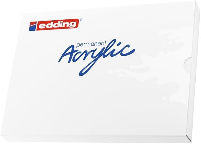 Miniatura 4 de Edding Creative Set - Bolígrafos acrílicos (finos, medianos, anchos), impermeables, incluye almohadilla de arte, 12 marcadores de pintura básicos